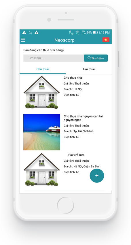 Ứng dụng cho thuê mặt bằng