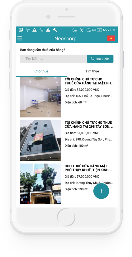 Ứng dụng cho thuê mặt bằng